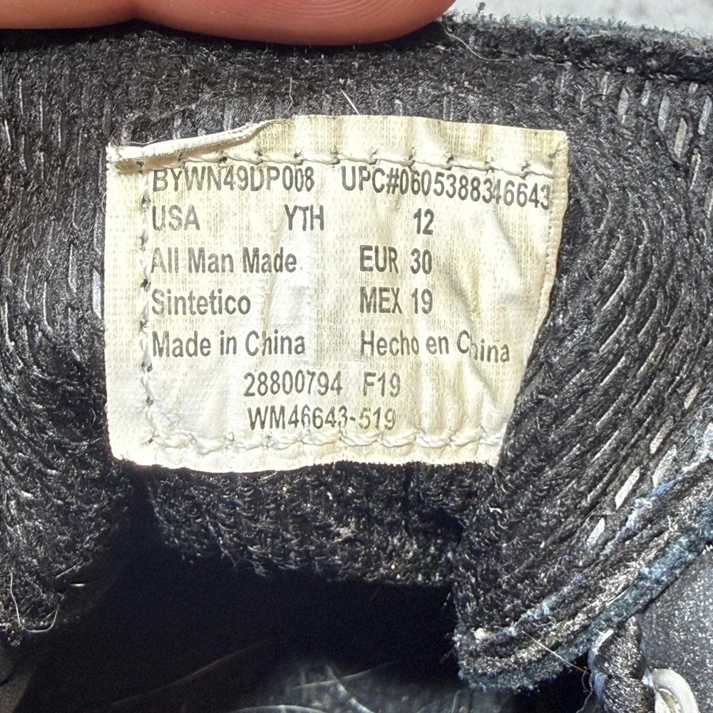 Wonder Nation Work Boots Kids‎ Size 12 Black Good Lace Up Contrast Stitching